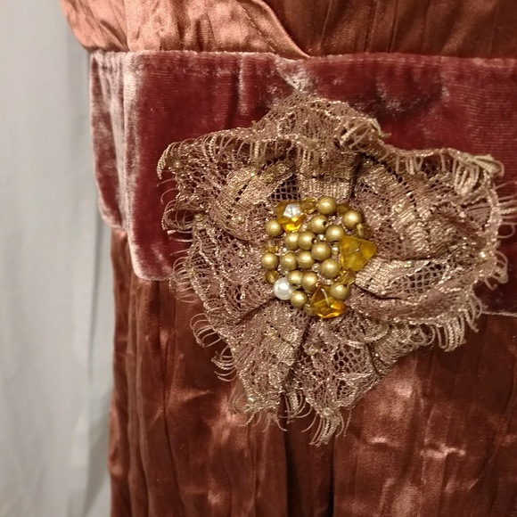 Odille Silk & Velvet Blouse Feminine Top Copper 8M - Picture 3 of 8